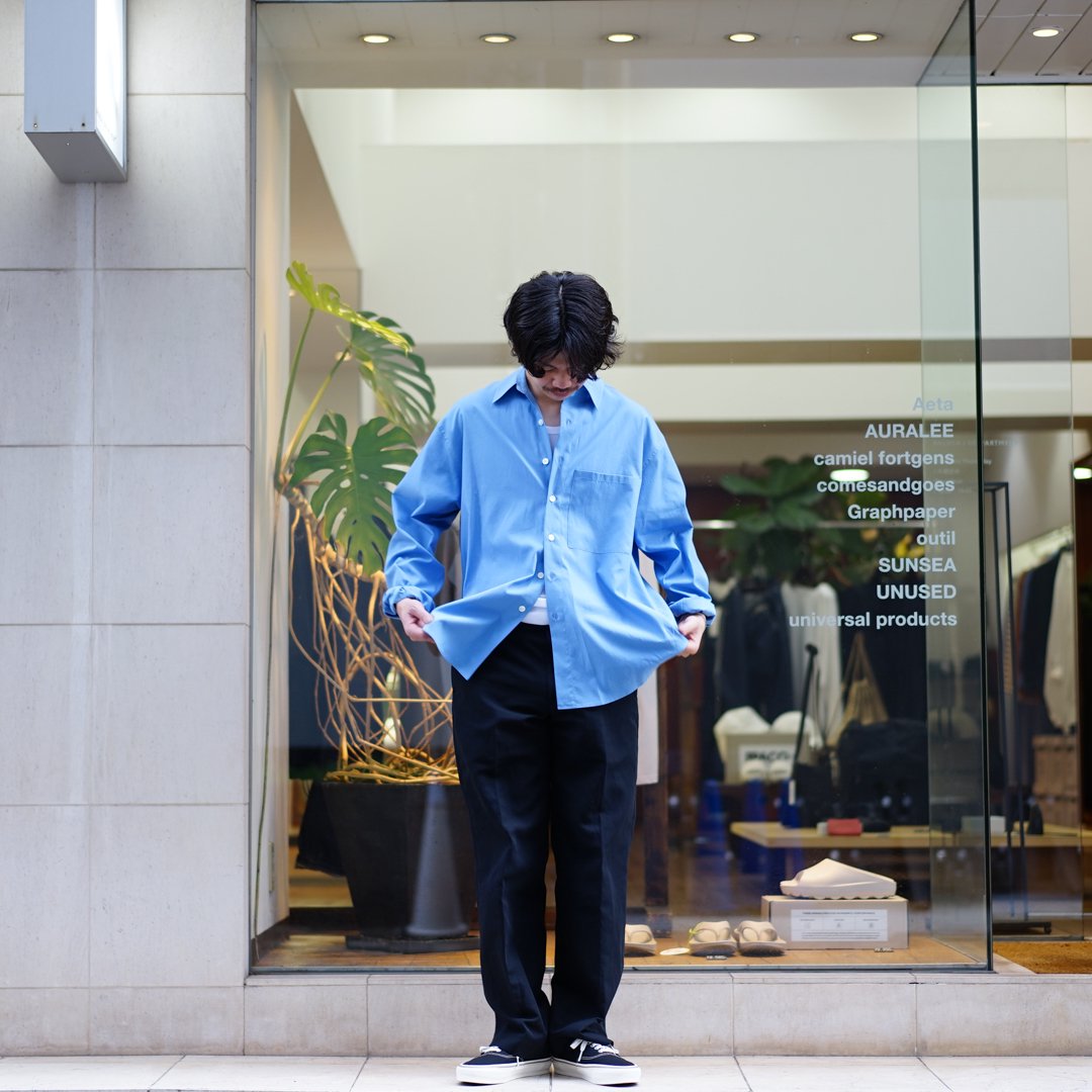 AURALEE (オーラリー)Washed Finx Twill Big Shirt(A24AS02TN)/Blue