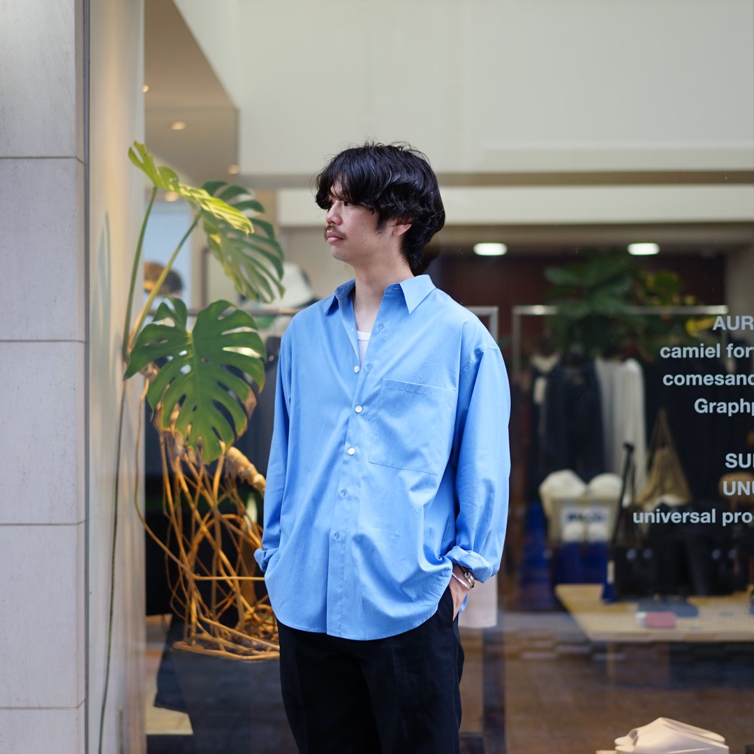 AURALEE (オーラリー)Washed Finx Twill Big Shirt(A24AS02TN)/Blue