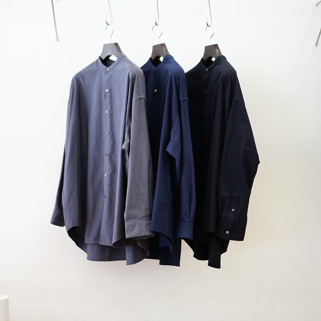 Graphpaper(グラフペーパー)Oxford Oversized Band Collar Shirt  (GM243-50022B)/C.Gray/Navy/Black/