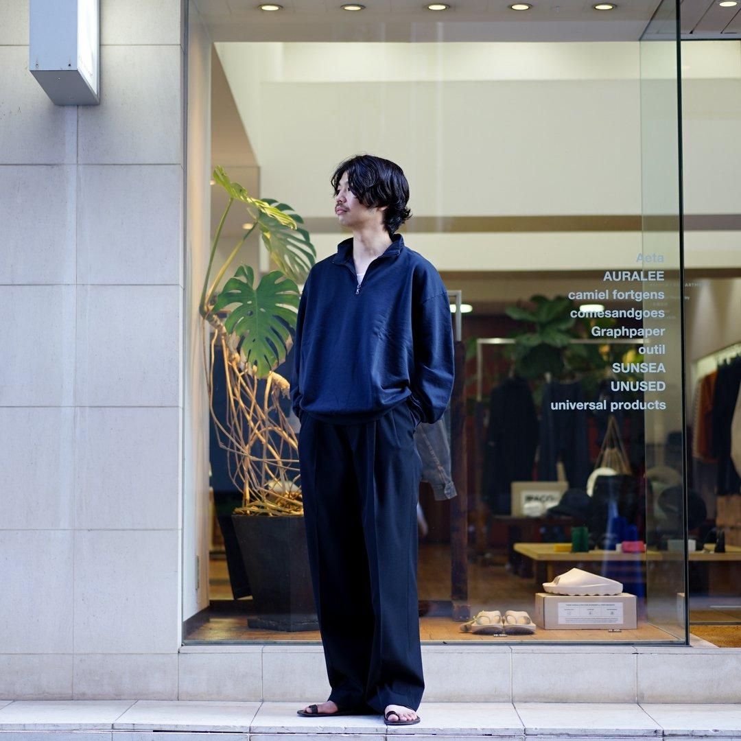 AURALEE (オーラリー) Light Wool Max Gabardine Two-Tuck Slacks(A24AP03MG)/Top  Black