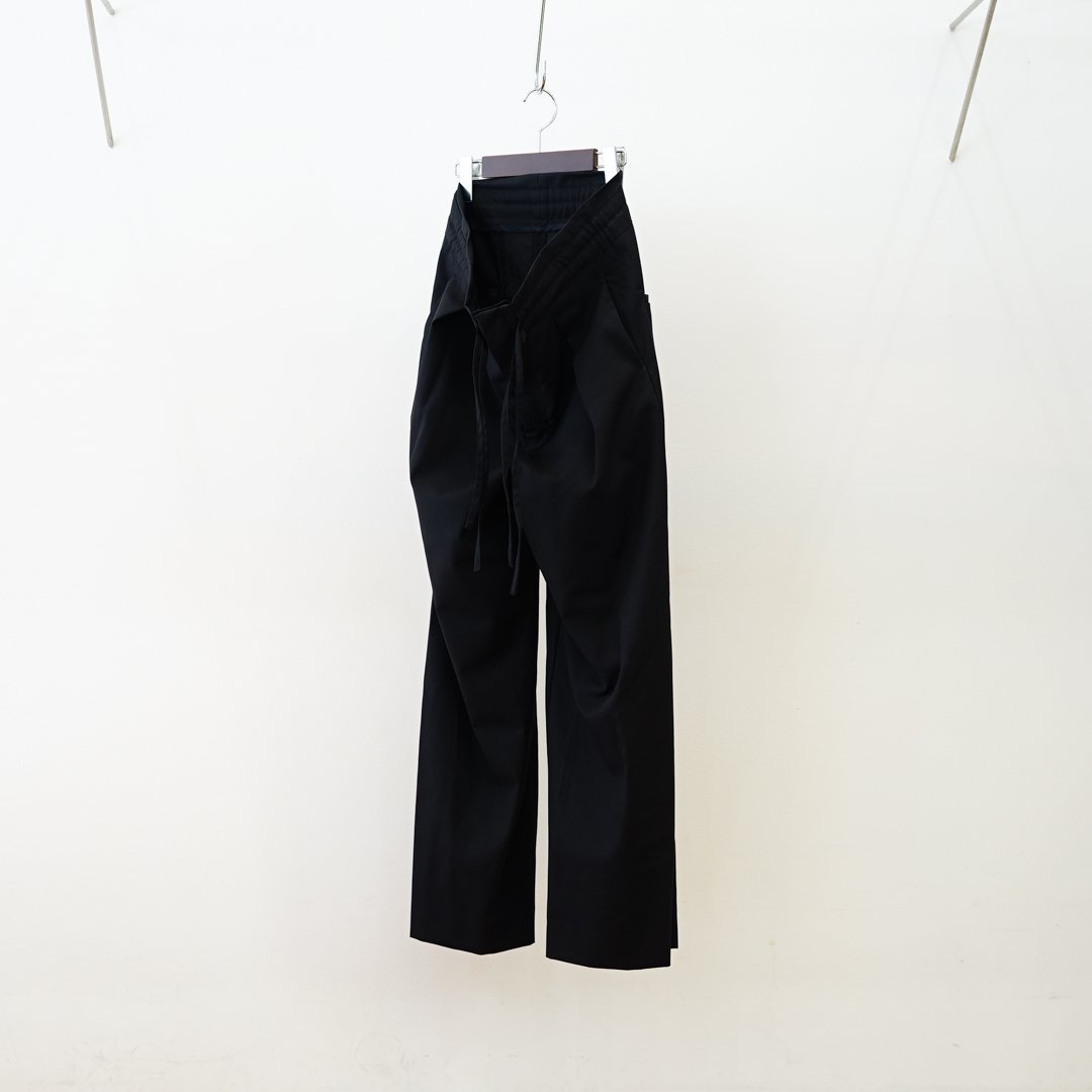 [women's] Graphpaper (եڡѡ) Wooly Cotton Twill Drawstring Wide Pants(GL243-40075B)/Black