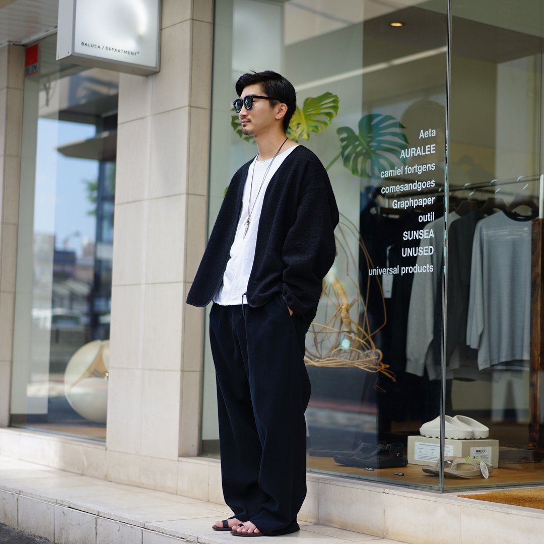 Graphpaper (グラフペーパー) Knit Corduroy Wide Chef Pants(GM24340287B)/Navy/Black/