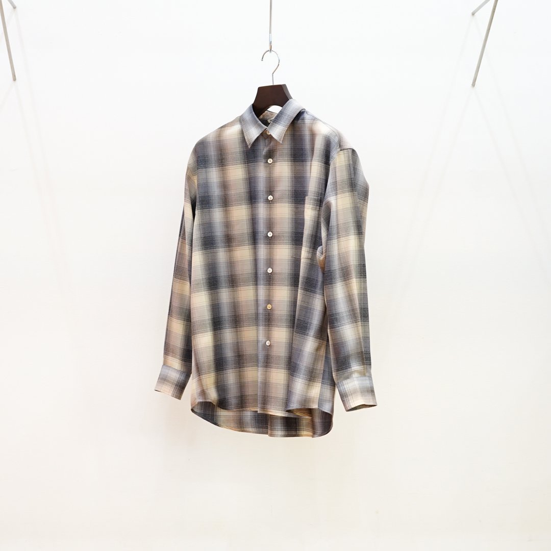 AURALEE (オーラリー)Super Light Wool Check Shirt(A24AS01LC)/Beige Blue Check