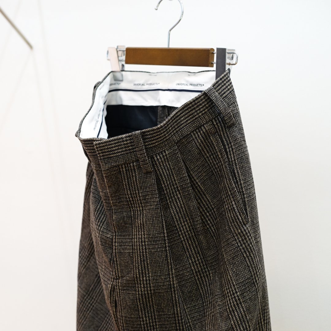 [unisex] universal products(˥Сץ) Tweed Check Wide Trousers
(243-60507)/Gray Check