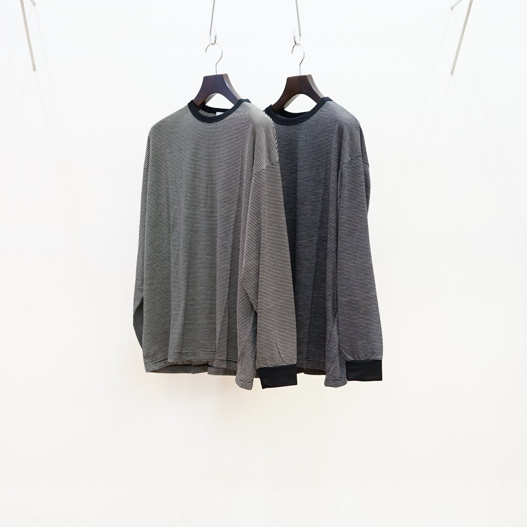 Graphpaper (եڡѡ) Wool Border L/S Tee
(GU243-70113B)/BLKWHT/BLKGRY/