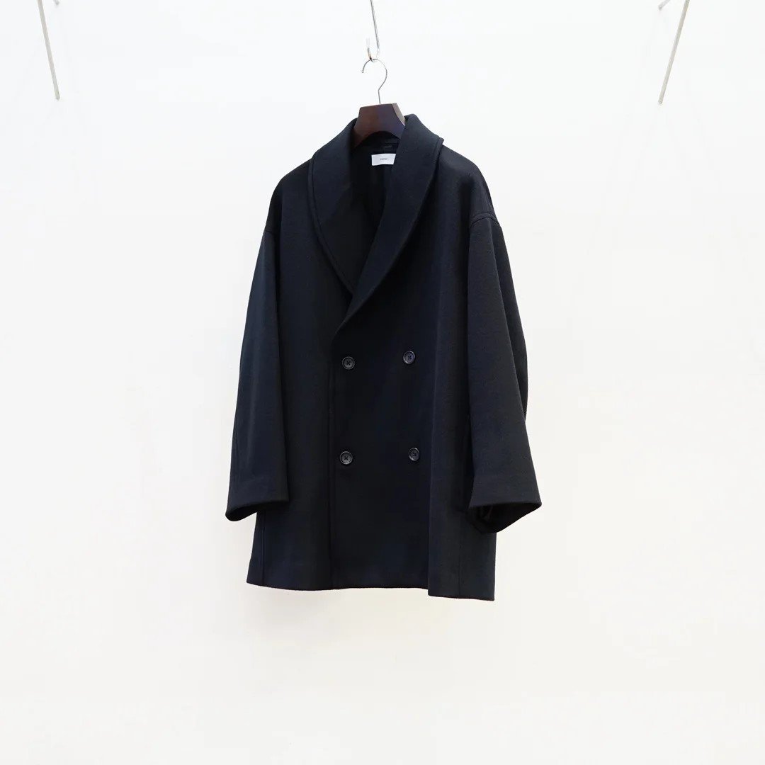 Graphpaper (եڡѡ)Light Melton Shawl Collar Coat (GM243-10272B)/Black