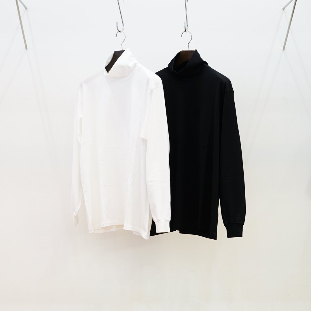 AURALEE (꡼) Luster Plaiting Hi Neck L/S Tee(A00P03GT)/White/Black