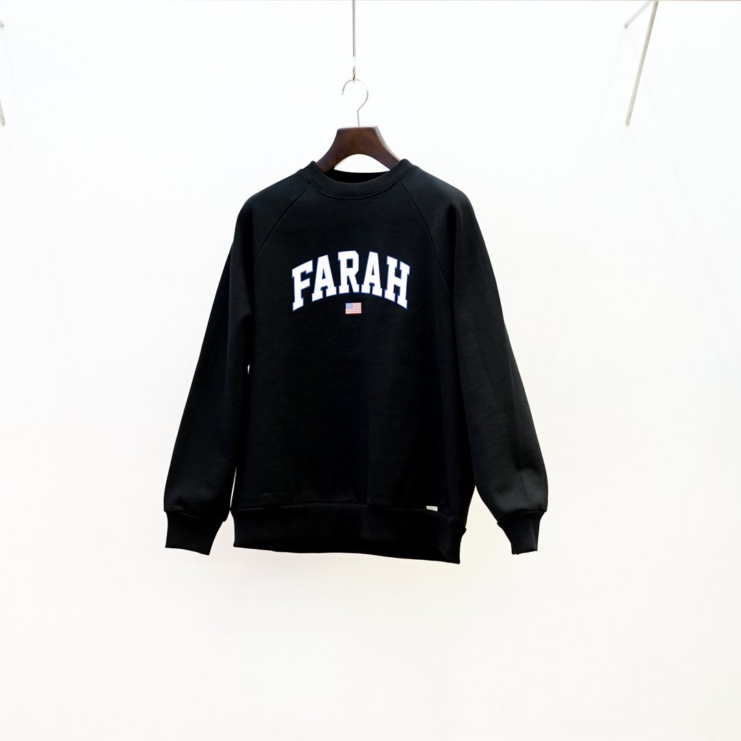 [unisex] FARAH (ե顼) Printed Graphic Crewneck Sweatshirt"College LOGO"
(FR0403-M3012) Black