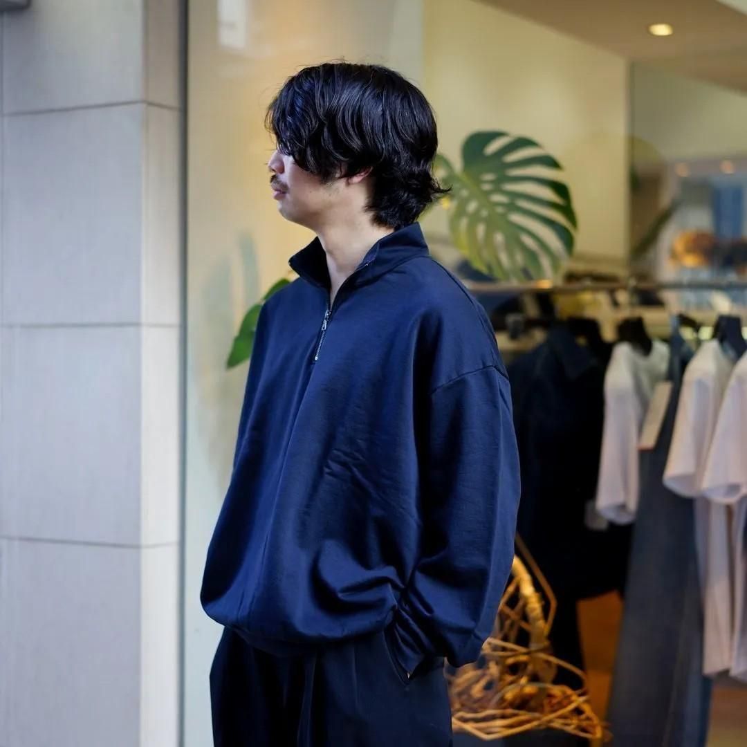 【美品】 AURALEE スウェット ネイビー 1 AURALEE (オーラリー)Elastic High Gauze Sweat Half Zip P/O