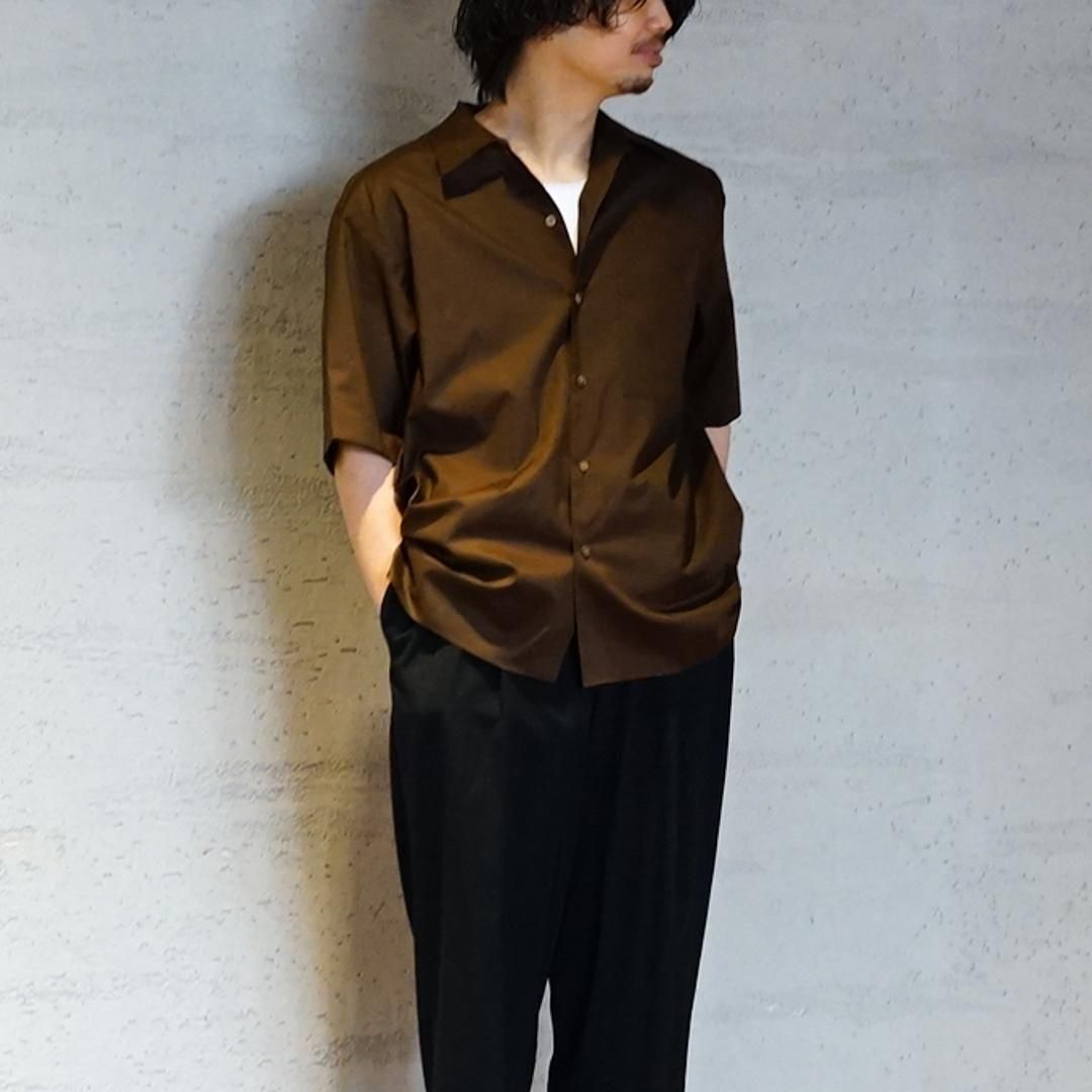【AURALEE】OPEN COLLAR HALF SLEEVED SHIRT AURALEE men's / SUPER FINE TROPICAL WOOL OPEN COLLAR HALF