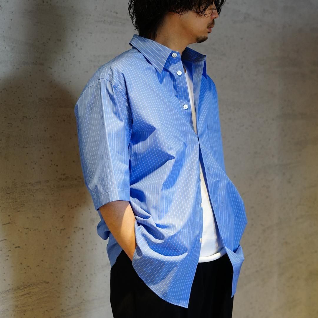 s　オーラリー AURALEE (オーラリー) Suvin High Count Cloth Stripe Half