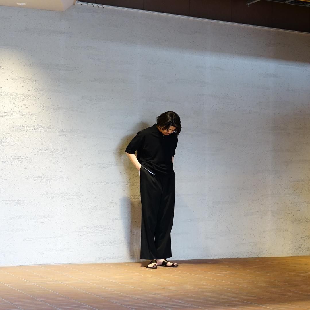 トップス AURALEE PIMA COTTON HEAVY PIQUE POLO Auralee Cotton Pima Heavy Knit Polo in Khaki Beige Curated