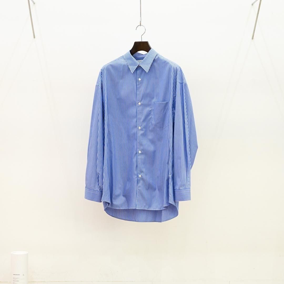Graphpaper (եڡѡ) SIDOGRAS L/S Oversized Regular Collar Shirt
(GM252-50010)/Blue Stripe