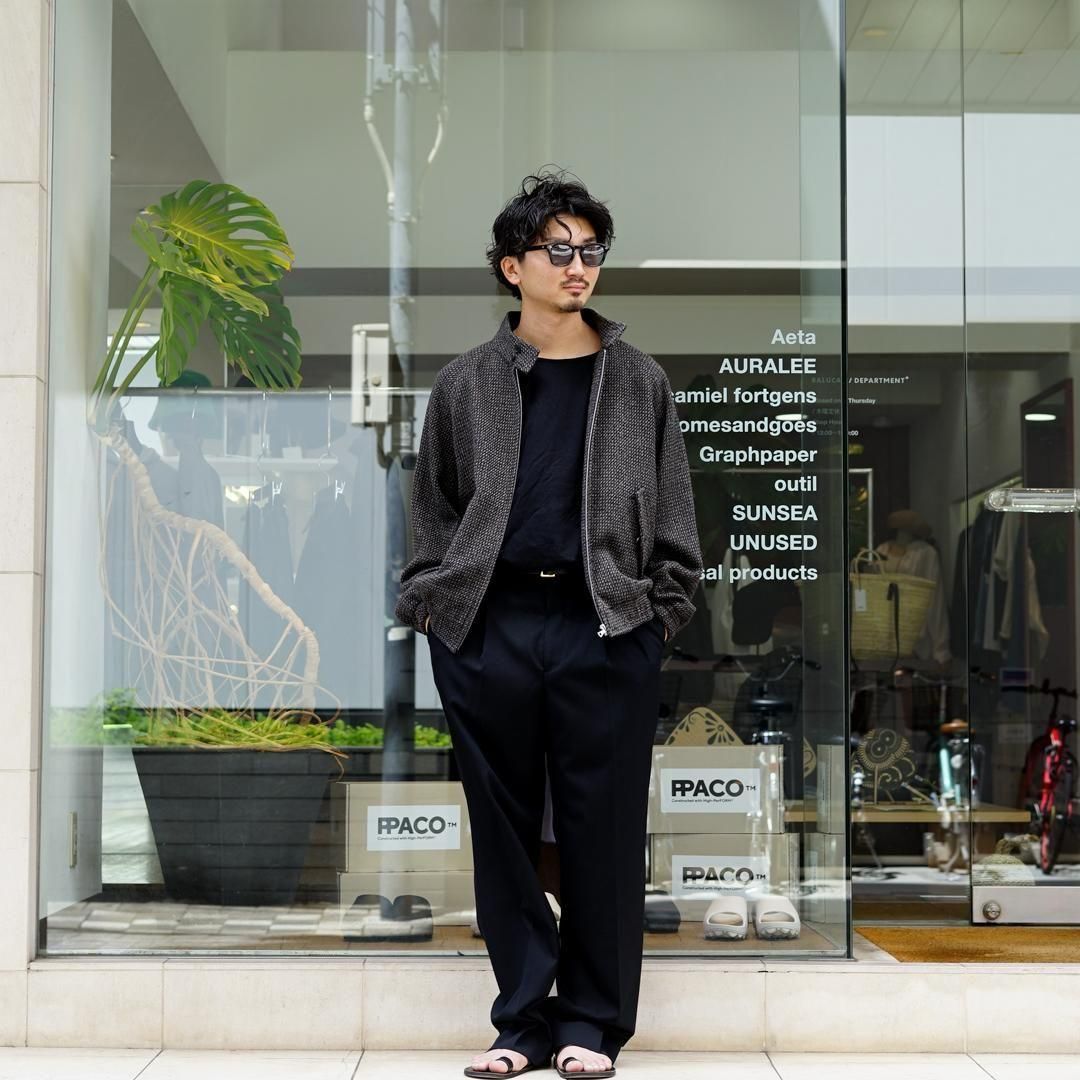 最終オーラリー アルパカウールシルクツイードジップブルゾン サイズ3 25AW 25AW AURALEE ALPACA WOOL SILK TWEED ZIP BLOUSON / A25AB03LS