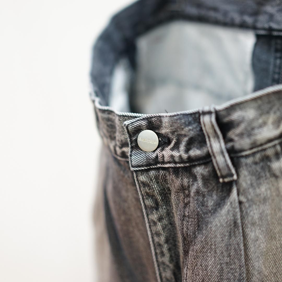 Temaページ Selvage Denim Two Tuck Tapered Pants / BLACK LIGHT FADE