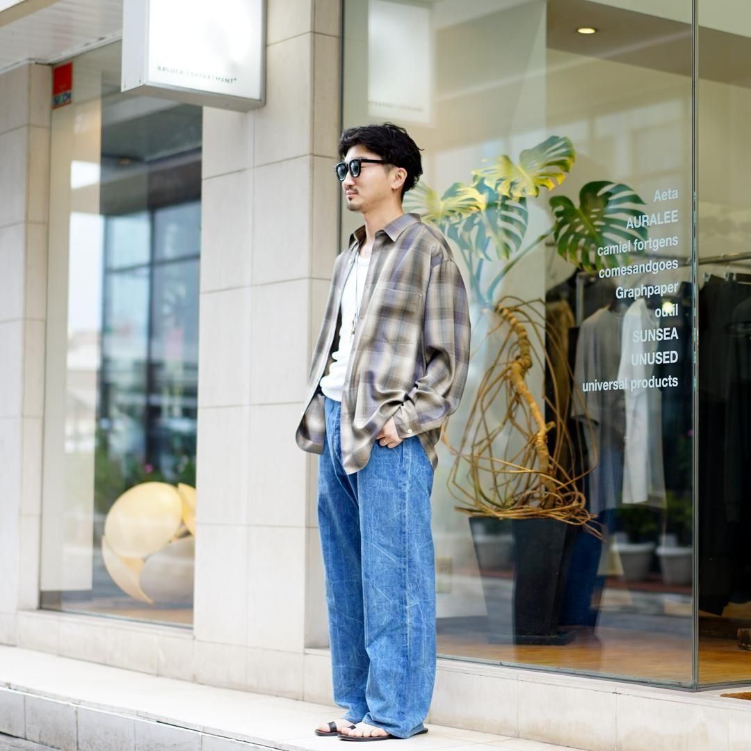 AURALEE (オーラリー) Super Light Wool Check Shirt(A25AS01LC)/Brown
