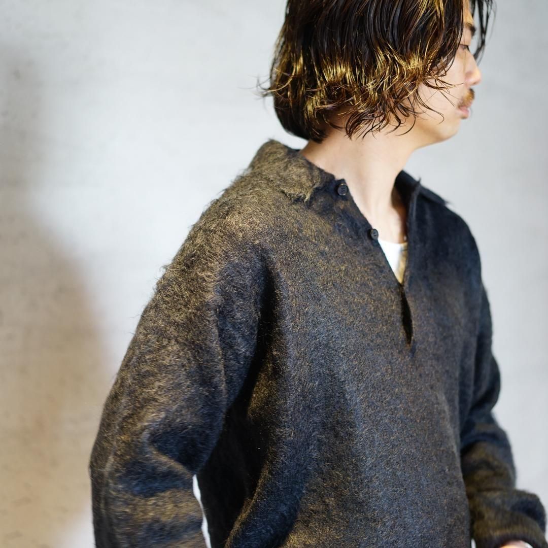 AURALEE (オーラリー) Brushed Super Kid Mohair Knit Polo/Ink Black