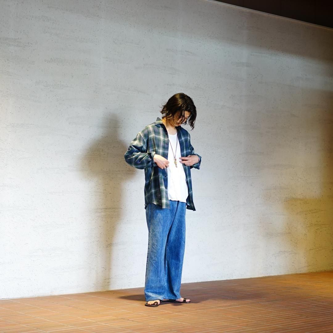 AURALEE (オーラリー) Airy Wool Check Shirt/Forest Green×Navy