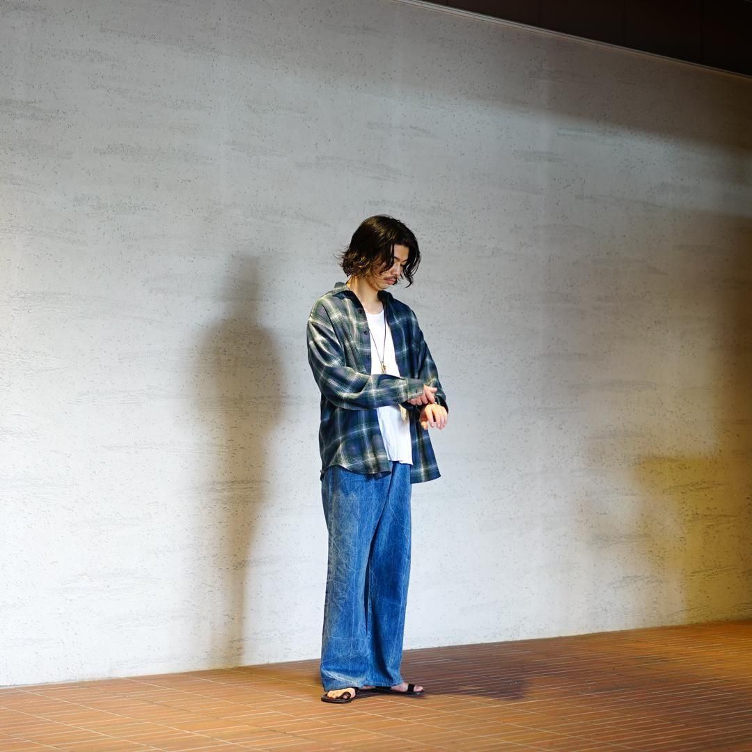 AURALEE (オーラリー) Airy Wool Check Shirt/Forest Green×Navy