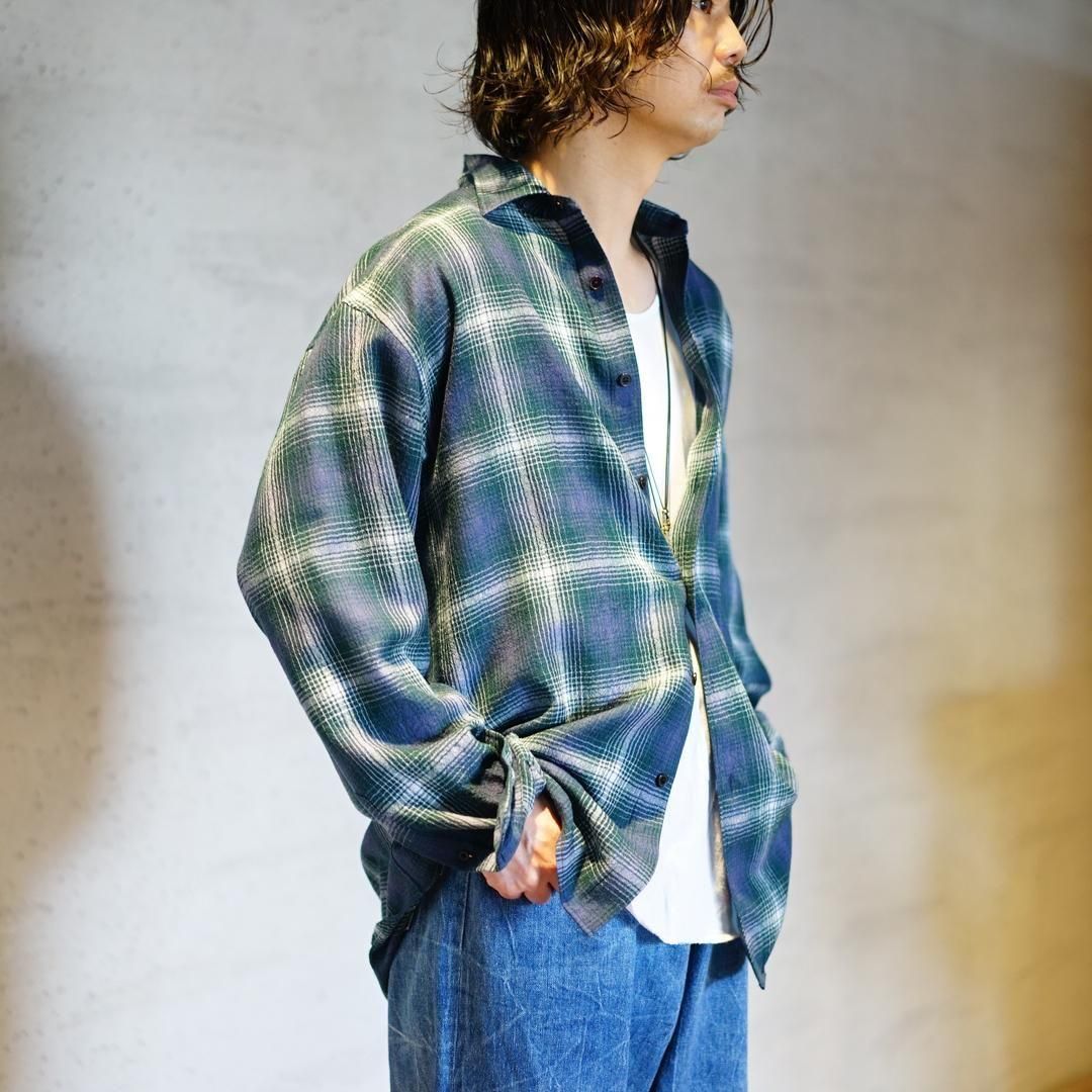 AURALEE (꡼) Airy Wool Check Shirt(A25AS01WN)/Forest GreenNavy