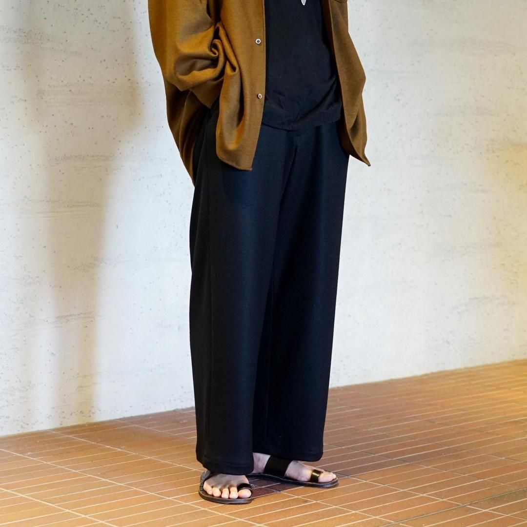 Graphpaper (եڡѡ) Wool Smooth Flannel Easy Wide Pants (GU253-40223B)/Black