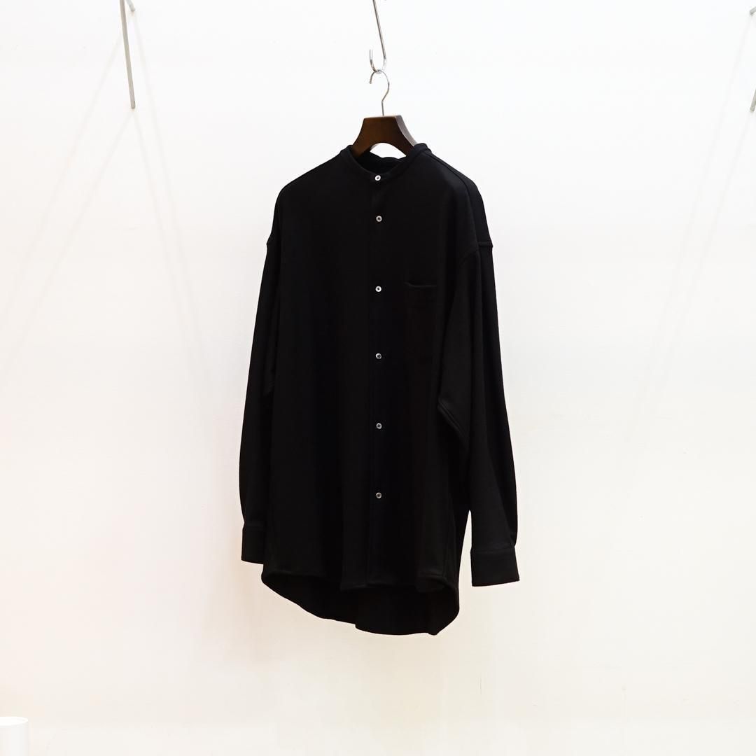 Graphpaper(եڡѡ) Wool Smooth Flannel Oversized Band Collar Shirt
(GU253-50222B)/Black