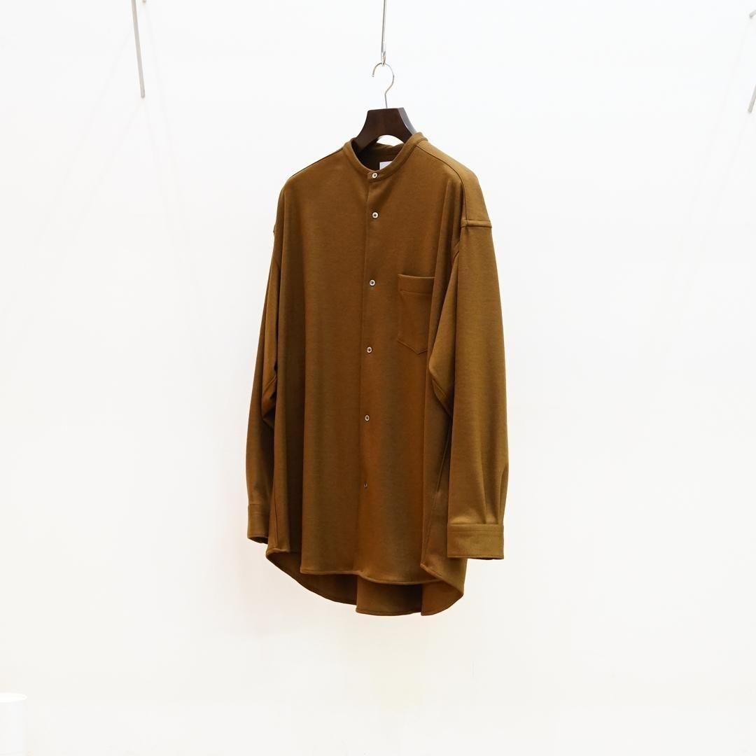 Graphpaper (եڡѡ) Wool Smooth Flannel Oversized Band Collar Shirt
(GU253-50222B)/Brown
