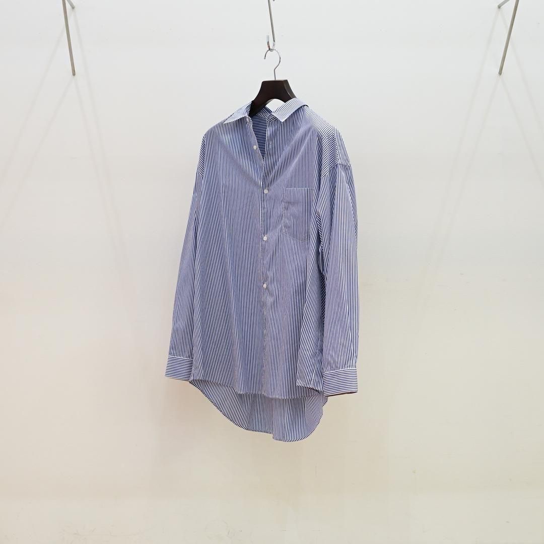 Graphpaper(եڡѡ)Broad L/S Oversized Regular Collar Shirt
(GM254-50022STB)/Blue Stripe