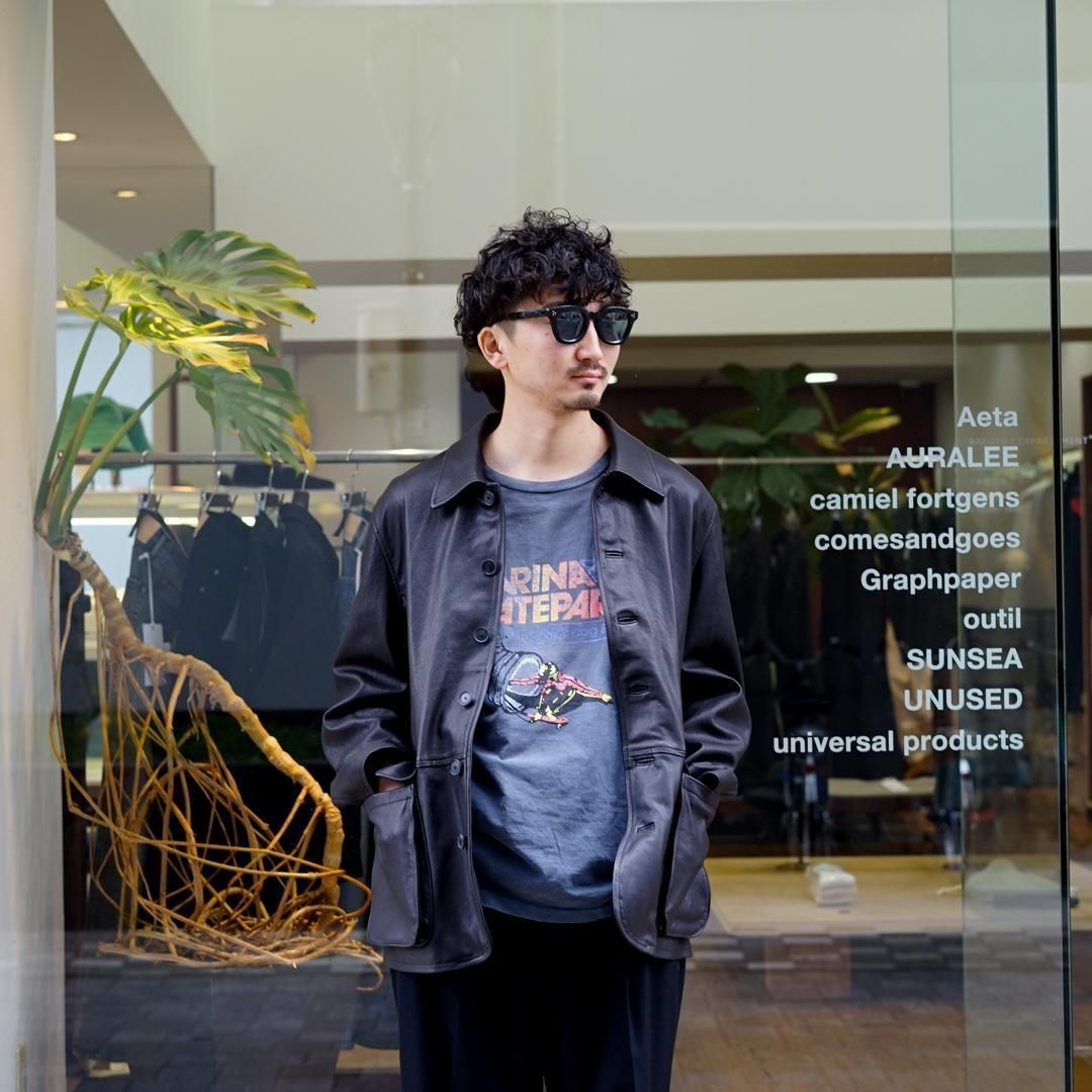 AURALEE (オーラリー)Texured Lamb Leather Blouson(A26SB01BL)/Black