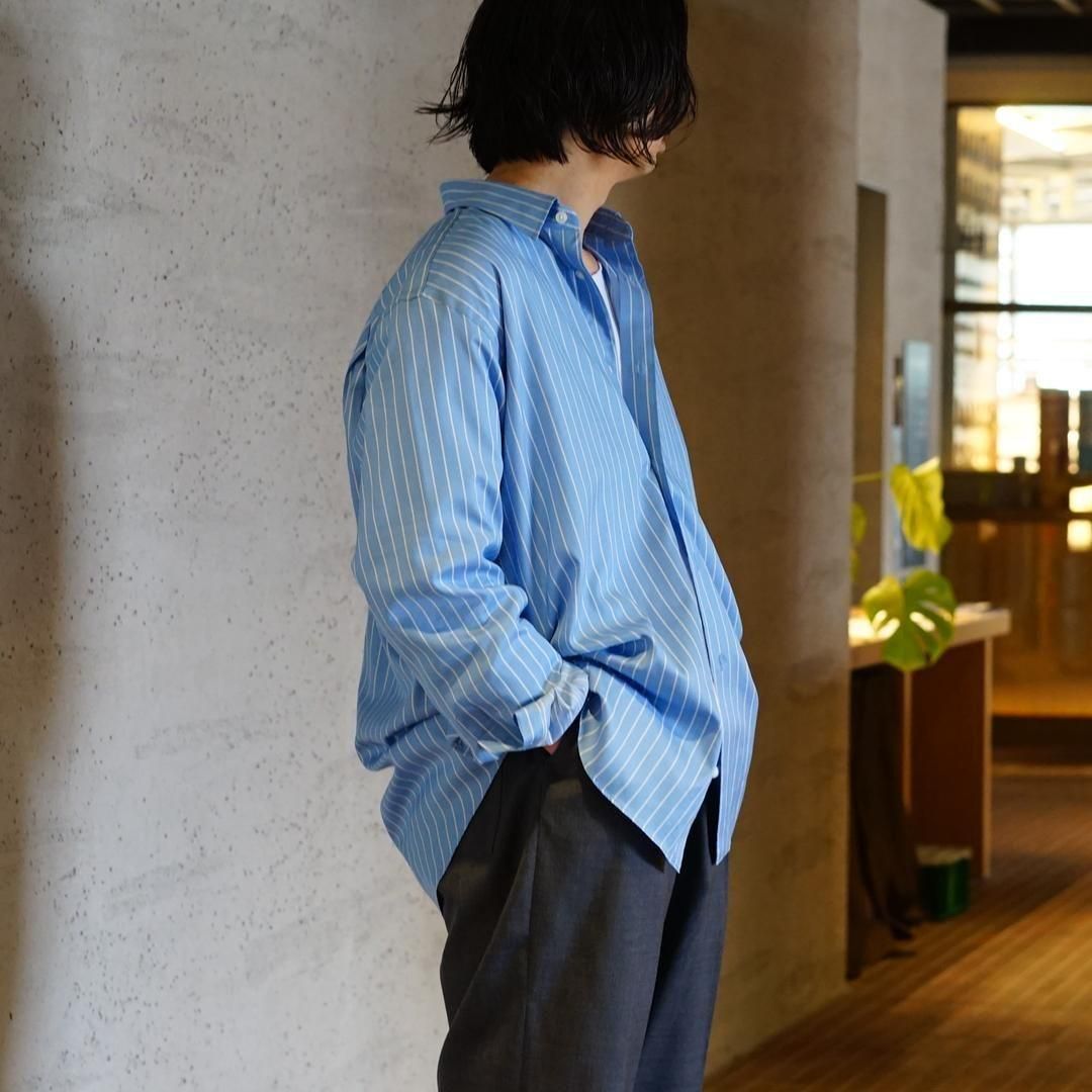 AURALEE (オーラリー) Cotton Silk Stripe Shirt(A26SS01CS)/Sax Blue