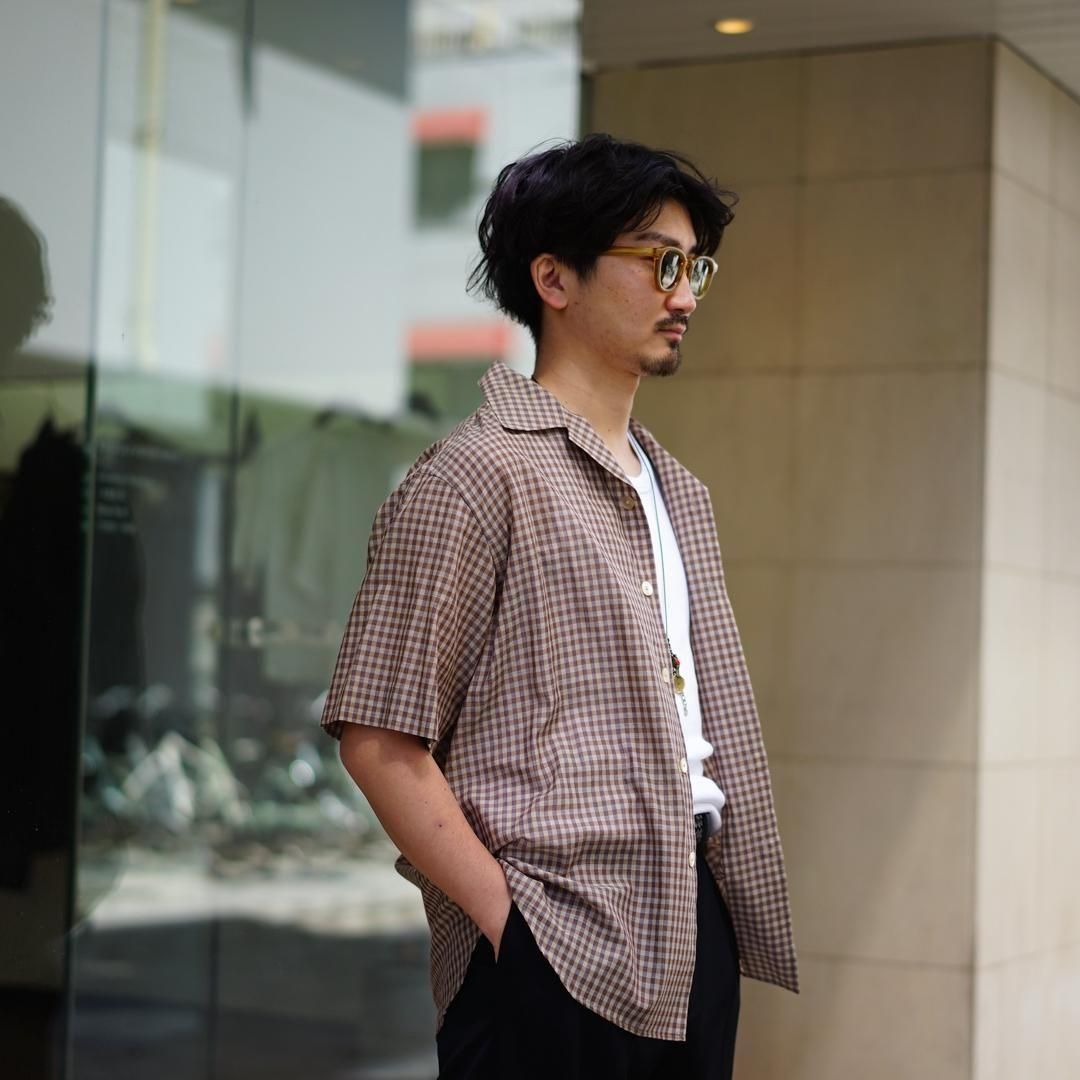 AURALEE (オーラリー) Airy Light Cotton Check Half Sleeve Shirt