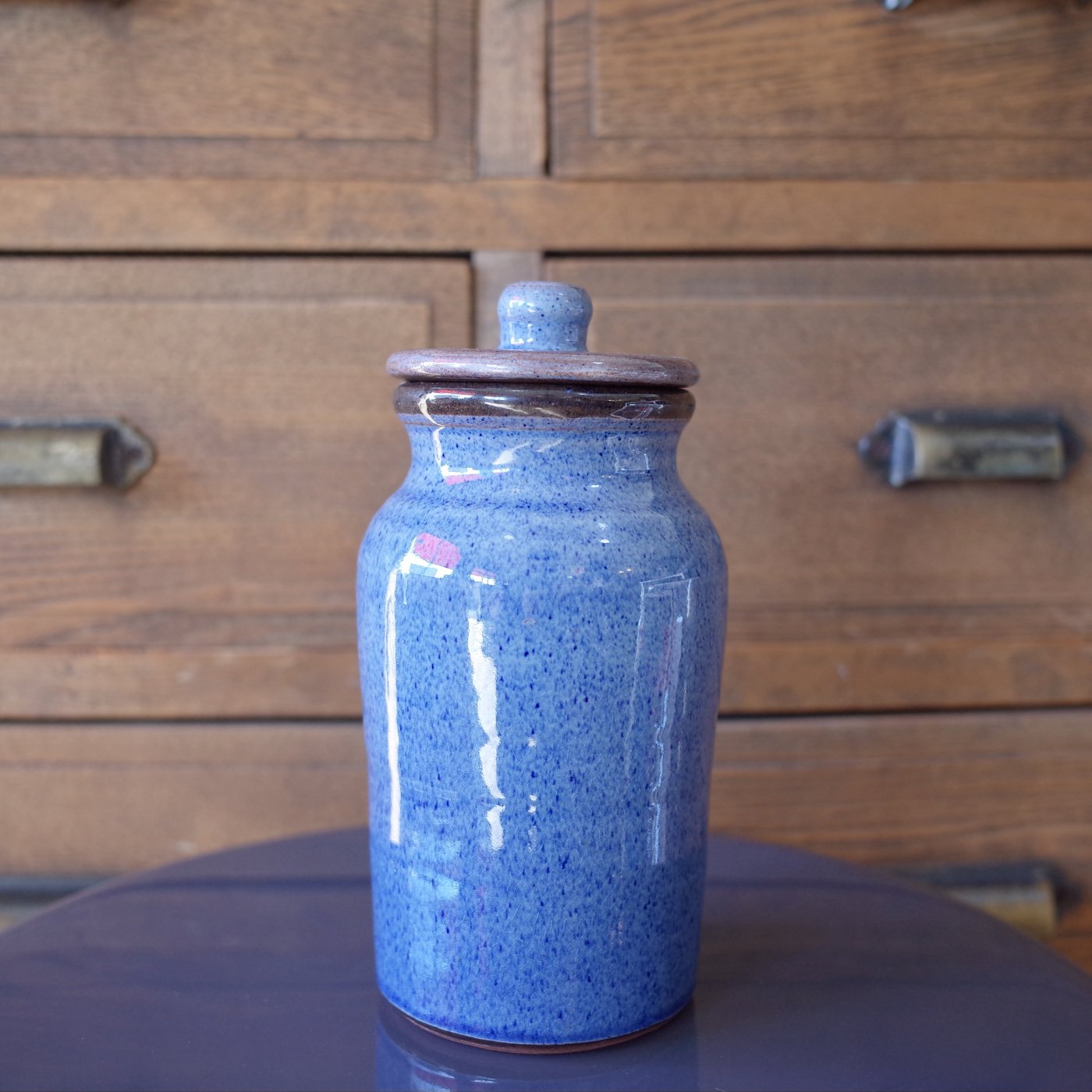 TENDER Co. テンダー-HAND THROWN NATURAL RED CLAY JAR-BLUE-