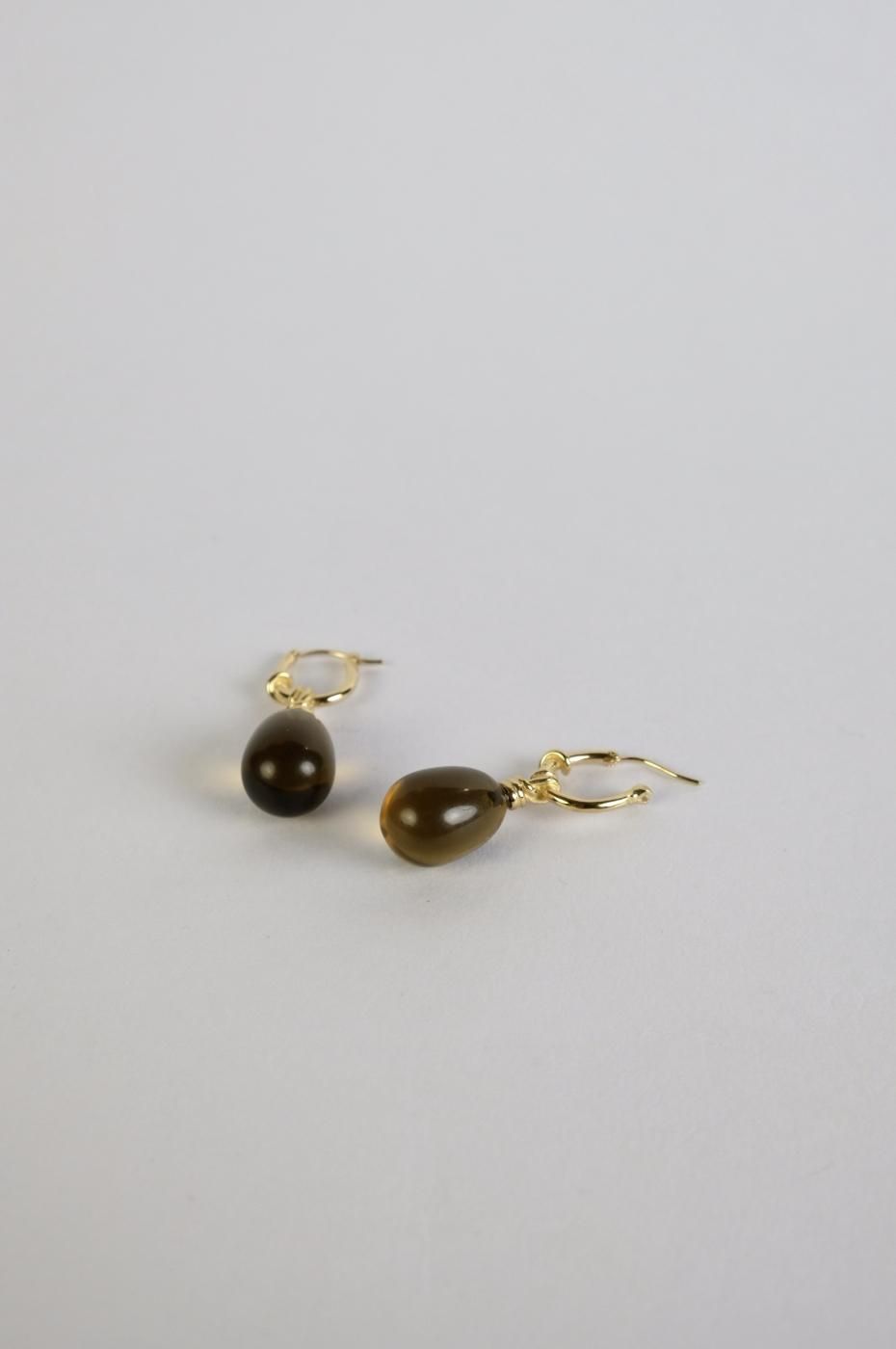 R.ALAGAN ララガン-KNOT SMOKY QUARTZ EARRINGS-GOLD