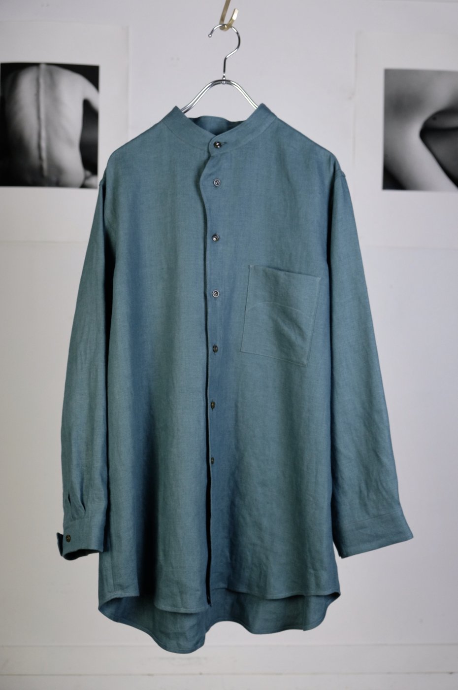 Gorsch the seamster ゴーシュザシームスター -Long Oxford Linen Shirt/GREEN-