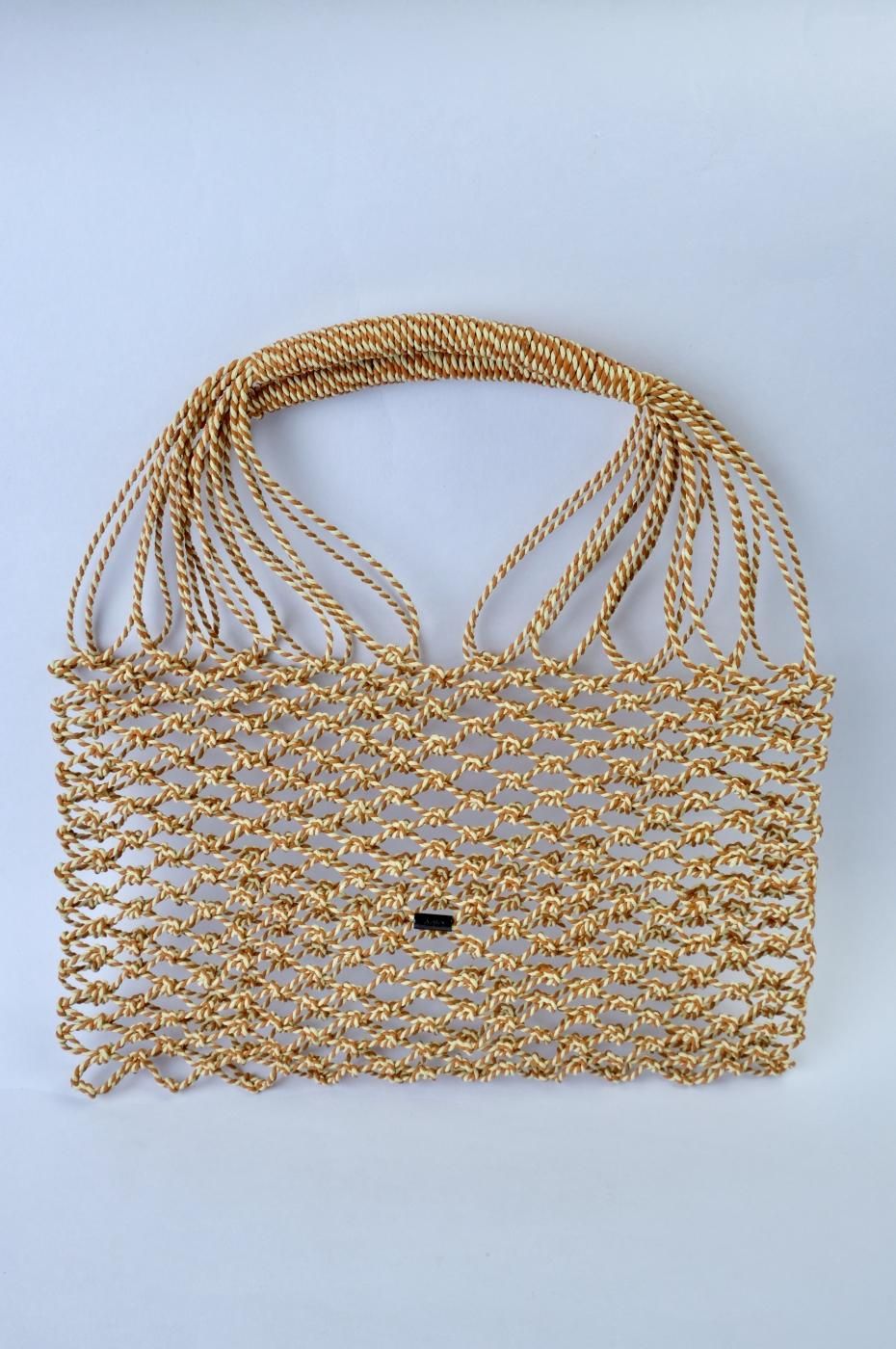 Aeta -TL01-TWISTEDLEATHER TOTE S-ORANGEYELLOW
