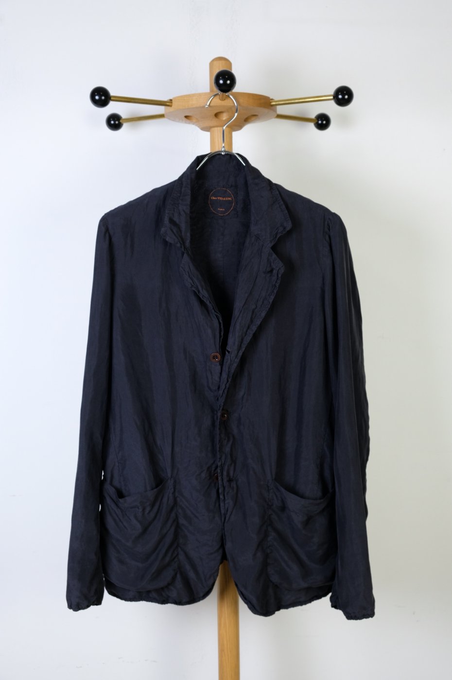 Chez VIDALENC シェヴィダレンク-Jacket P3 lined habotai silk-black ...