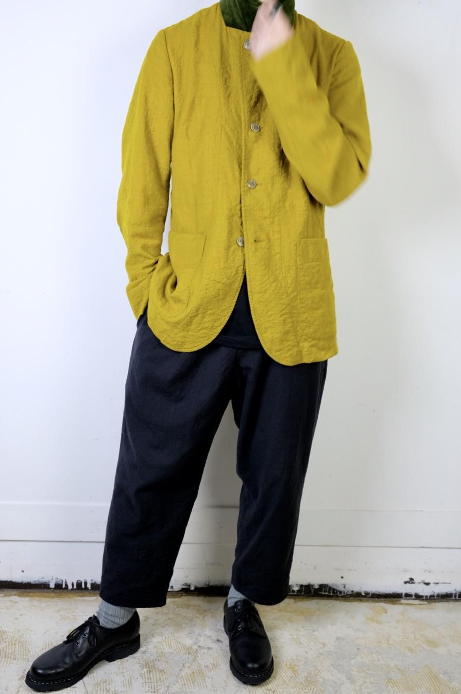 Chez VIDALENC シェヴィダレンク-Jacket P3 wool boiled-mustard green