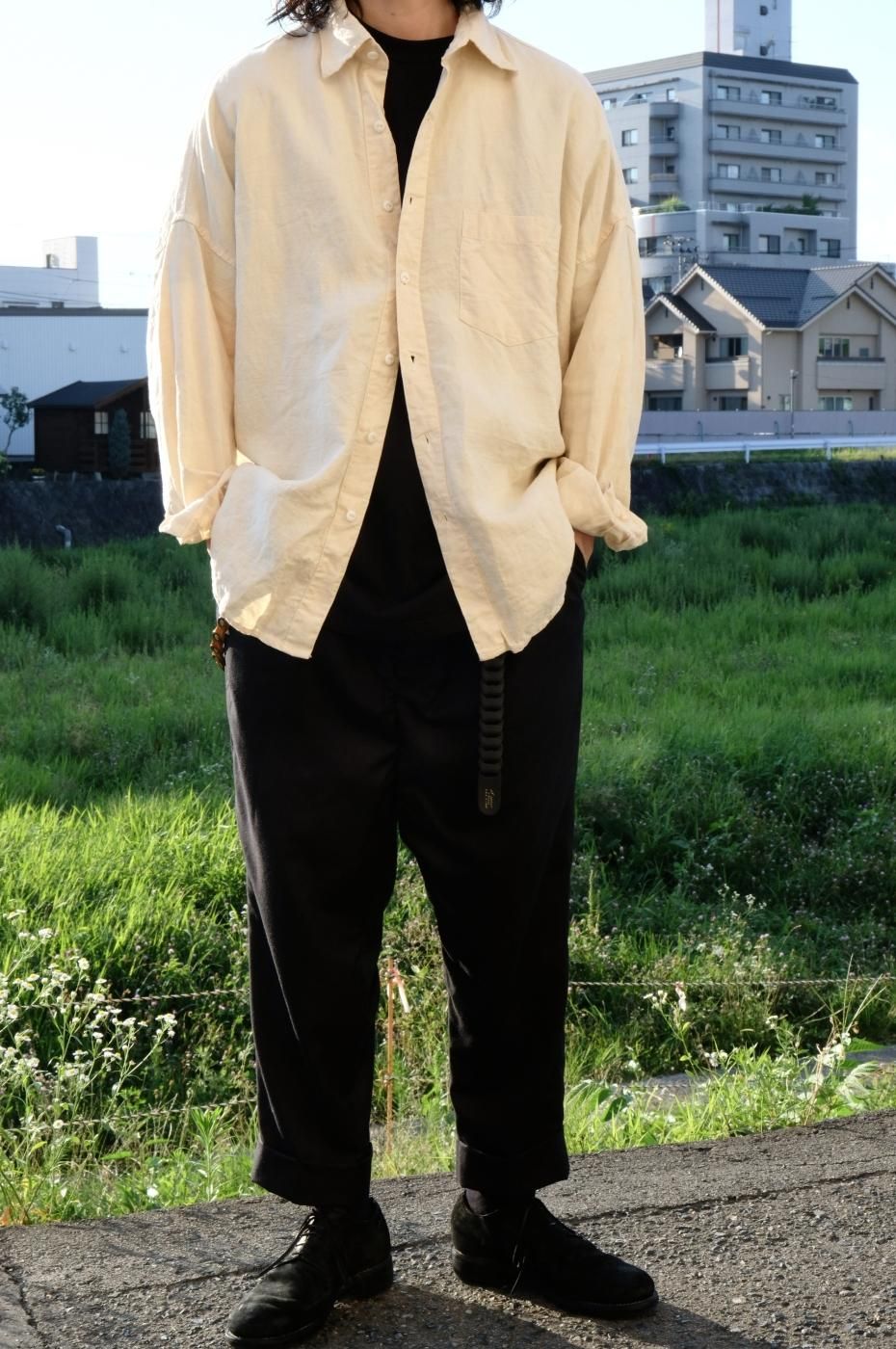 Chez VIDALENC シェヴィダレンク-ANTIQUE LINEN SHIRT AXL-NATURAL