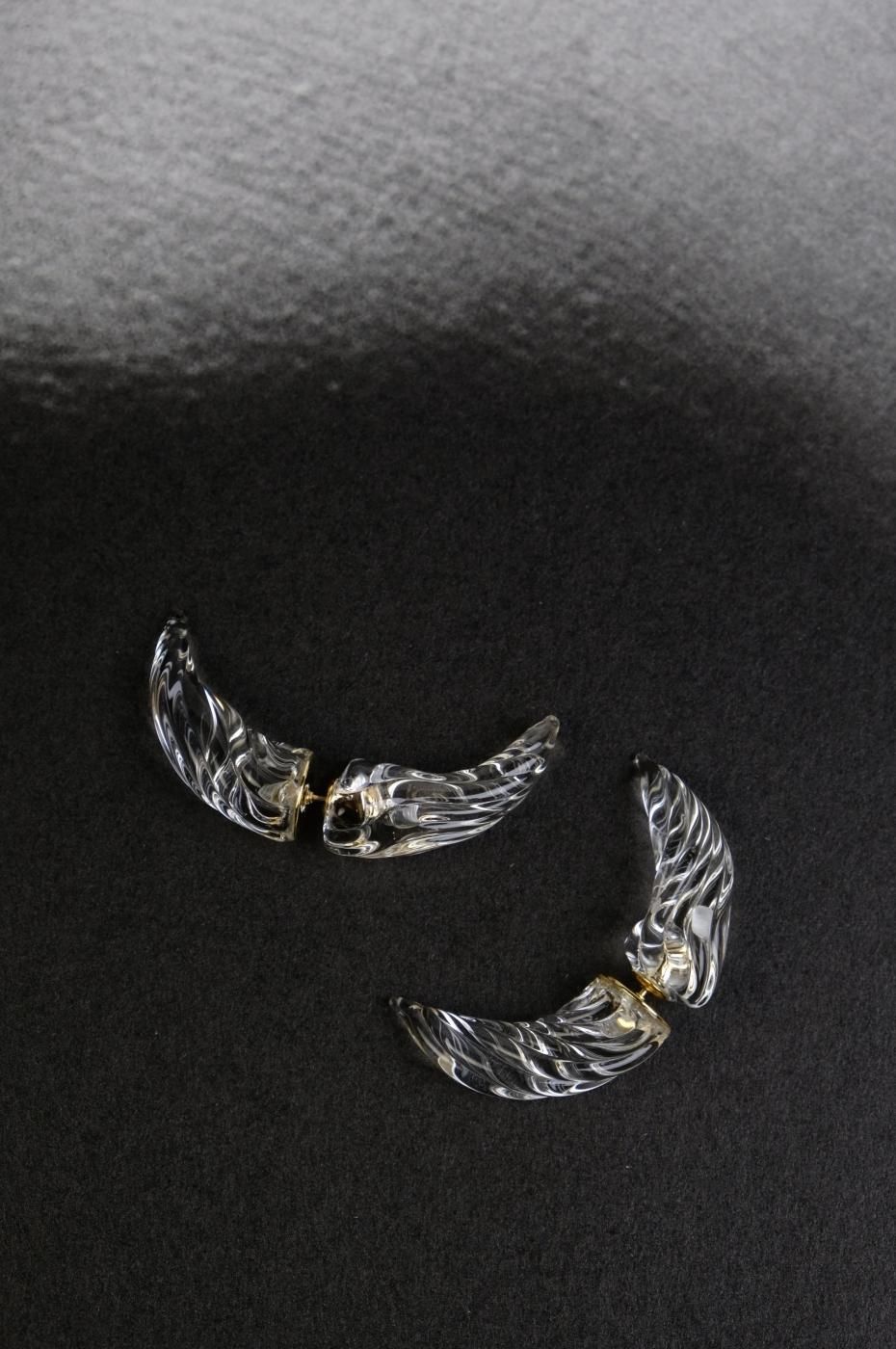 【50%OFF】Mame Kurogouchi マメクロゴウチ-GLASS DEMI LUNAR EARRINGS-CLEAR - LOCALERS