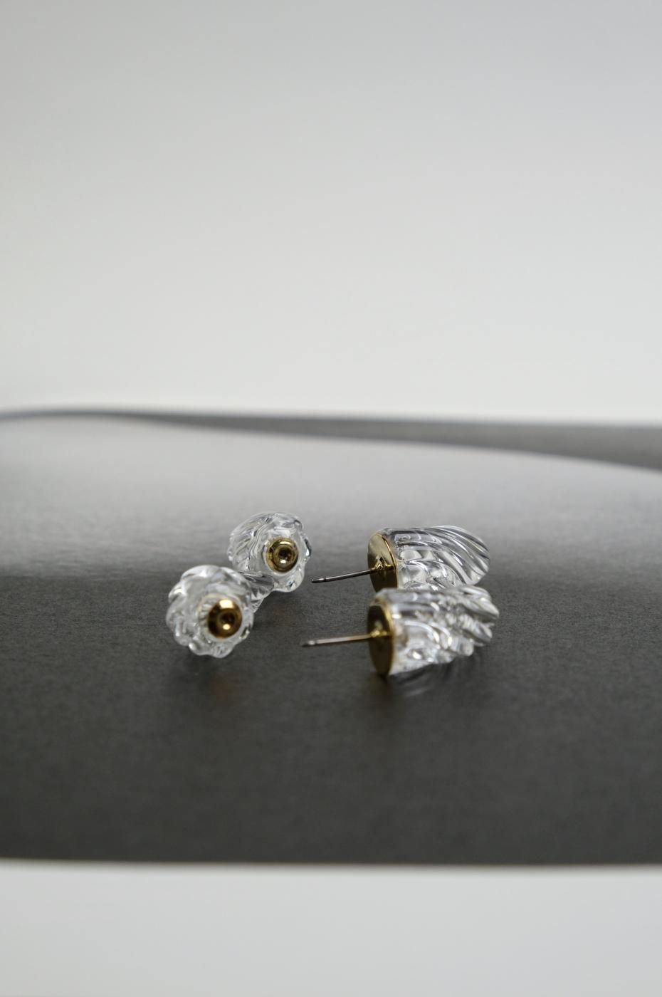 【50%OFF】Mame Kurogouchi マメクロゴウチ-GLASS DEMI LUNAR EARRINGS-CLEAR - LOCALERS