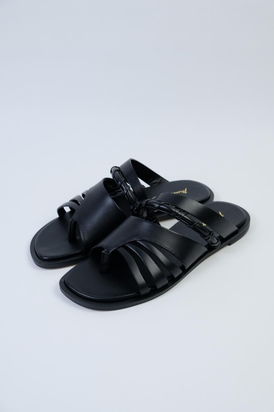 Mame Kurogouchi ޥ᥯-PLAIT DETAILED LEATHER SANDALS-BLACK