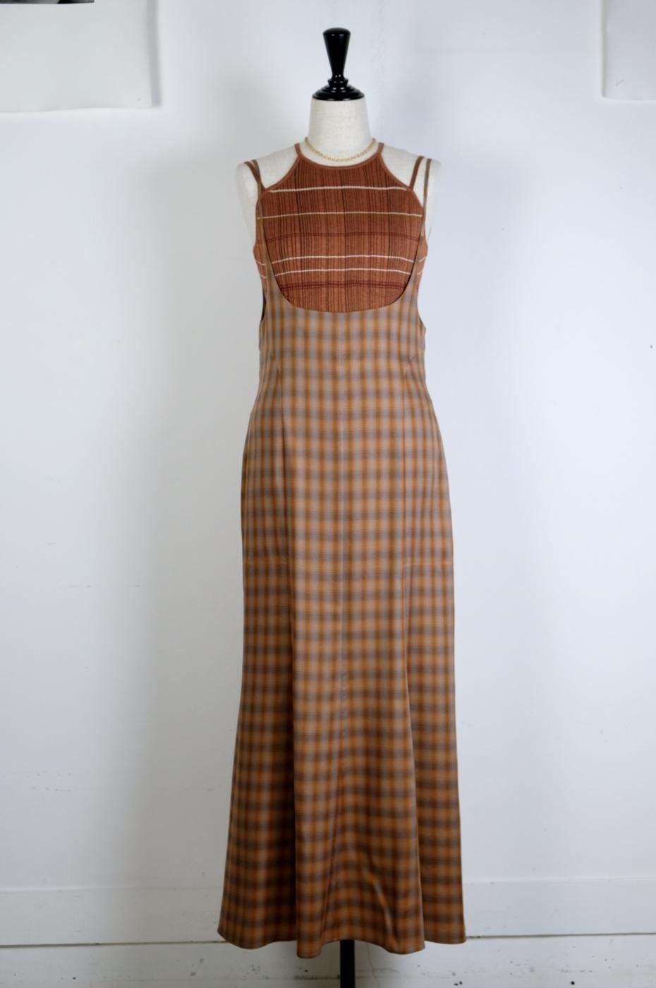 Mame Kurogouchi ޥ᥯-LINEN MIX OMBRE CAMISOLE DRESS-BROWN