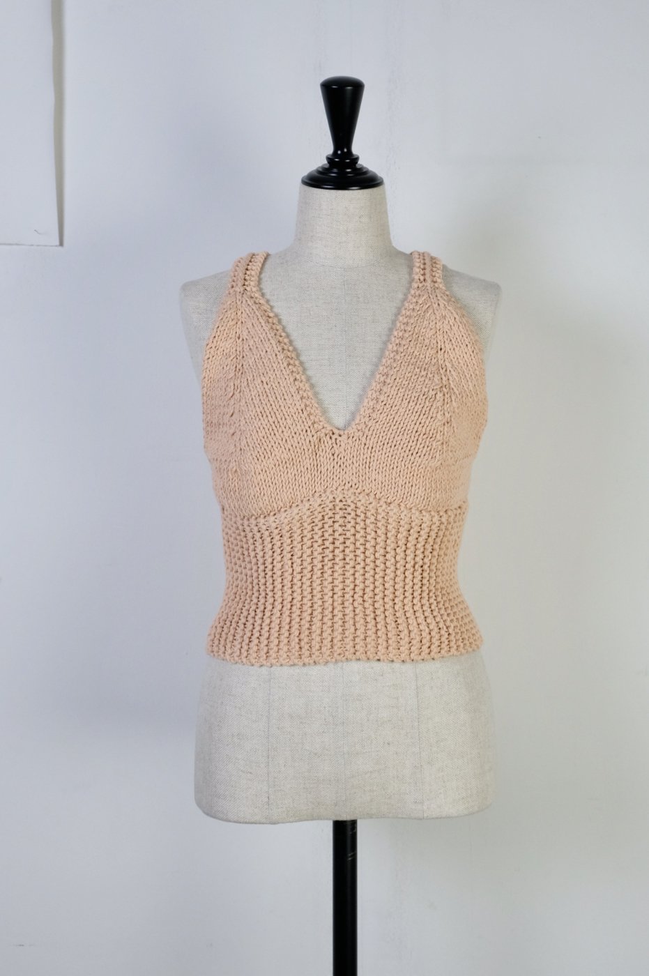 MAYDI マイディ-CROSSED BACK HAND KNITTED TWO NEEDLES BRA-ROSE SAUMON