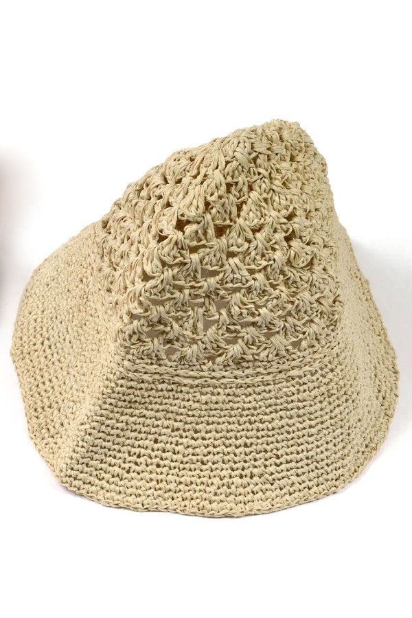 MAYDI マイディ-UNISEX BUCKET HAT HAND KNITTED IN CROCHET-NATURAL