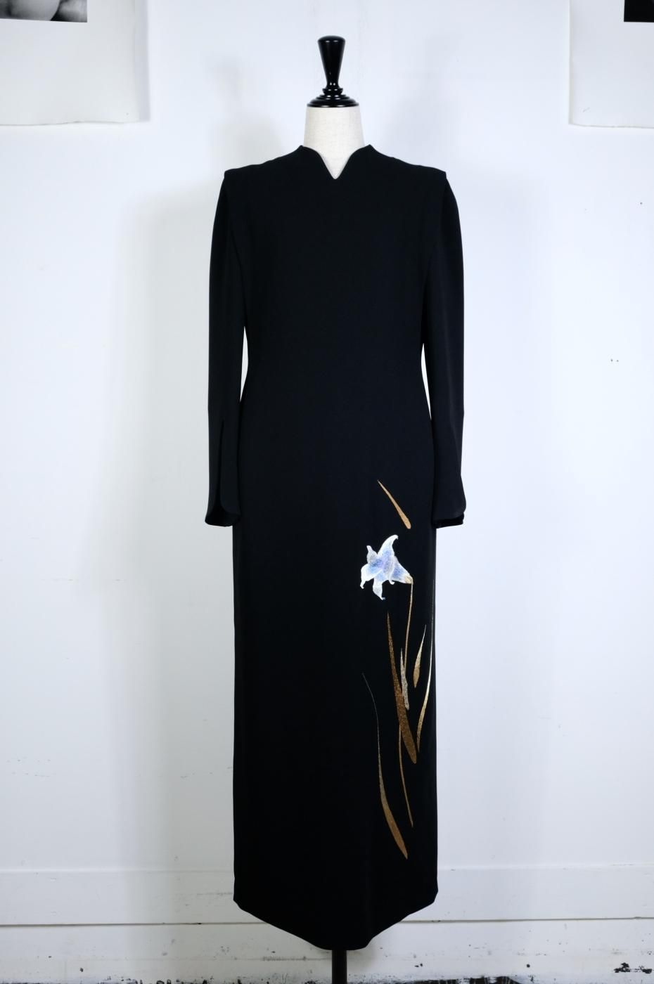 Mame Kurogouchi ޥ᥯-TRIACETATE FLORAL EMBROIDERY DRESS-BLACK 