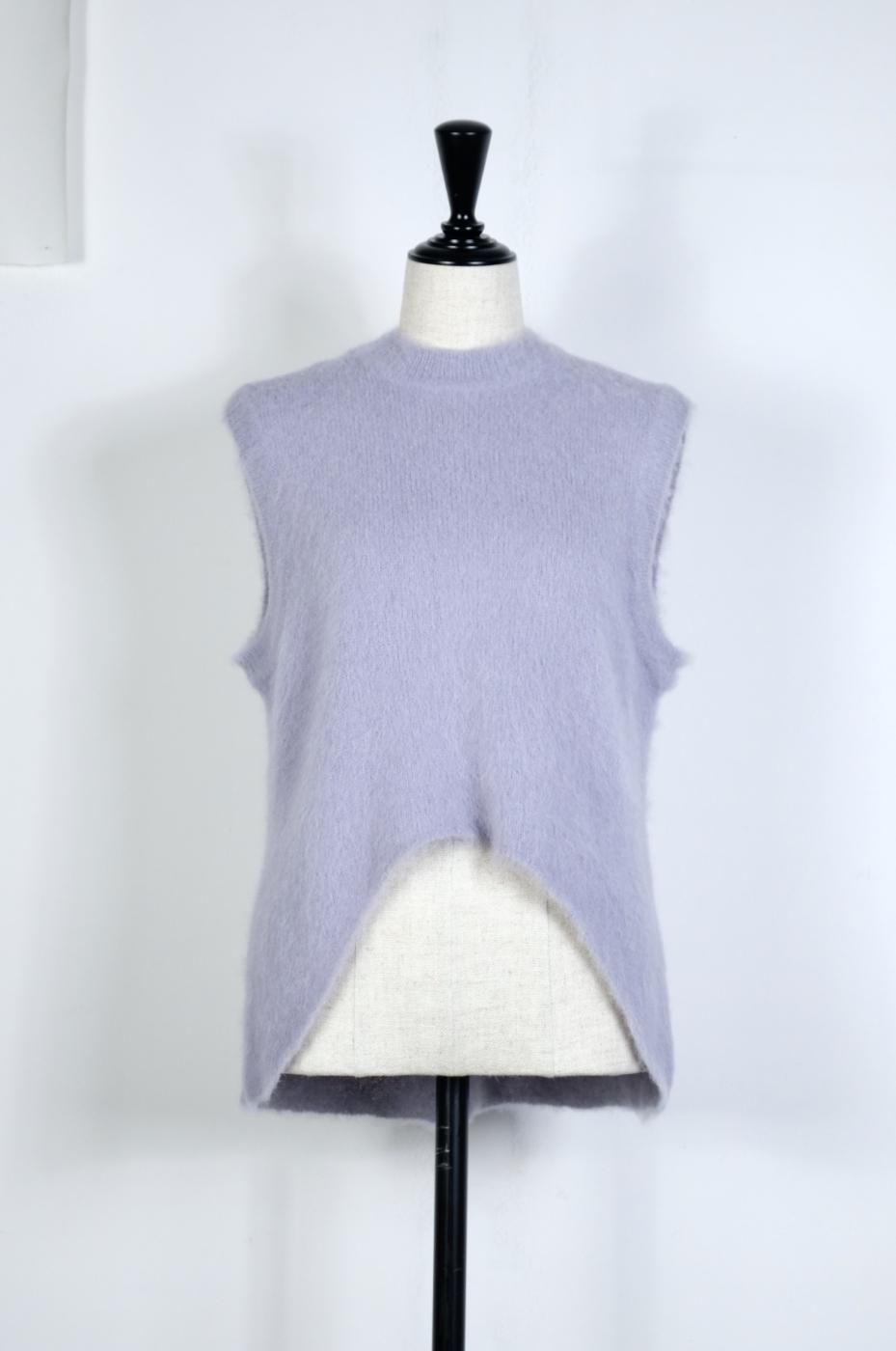 Mame Kurogouchi ޥ᥯-BRUSED ALPACA SLEEVELESS KNITTED TOP-LAVENDER