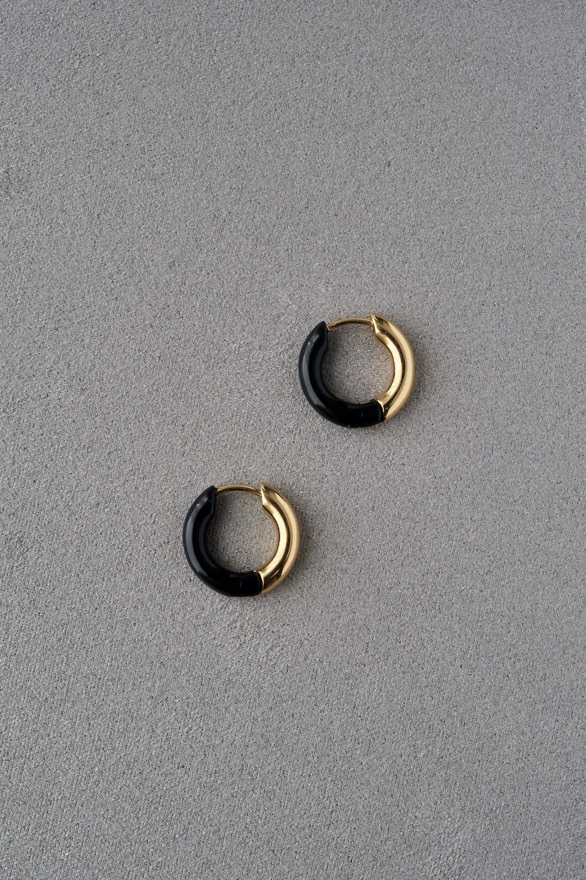 R.ALAGAN ララガン-DIPPED TINYALL ROUNDHOOPS GOLD×BLACK-