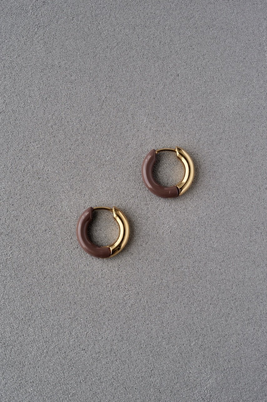 R.ALAGAN ララガン-DIPPED TINYALL ROUNDHOOPS GOLD×RED BROWN-