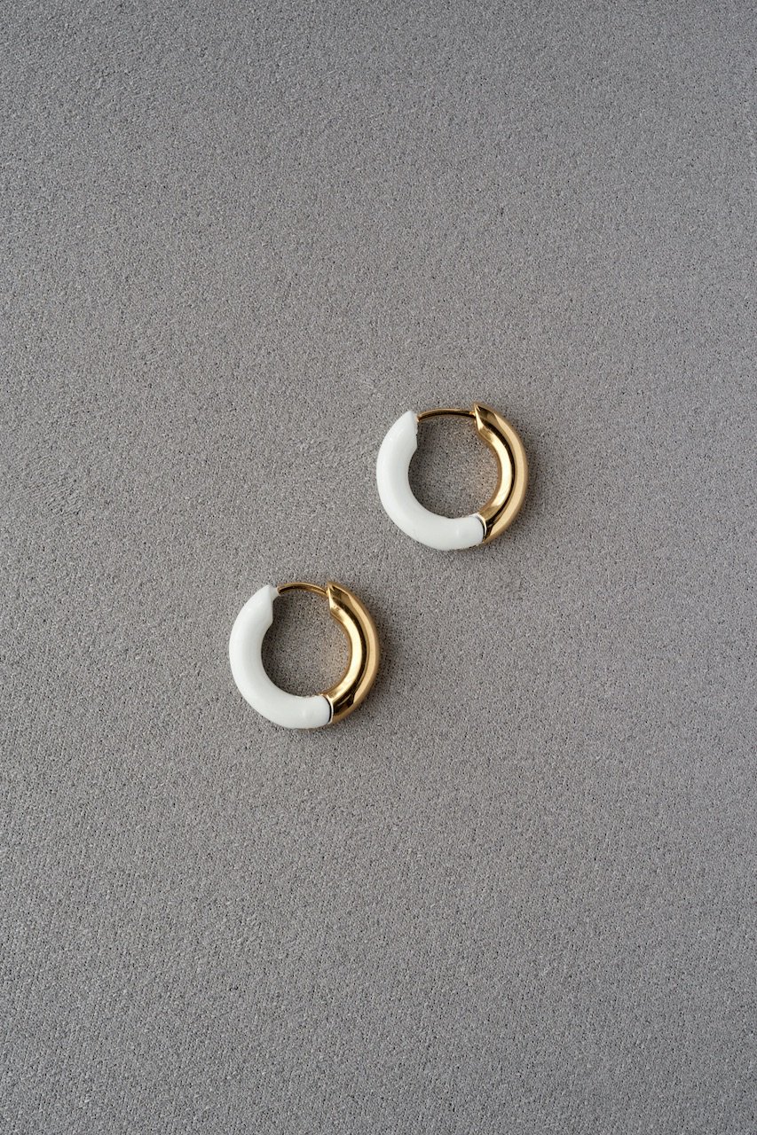 R.ALAGAN ララガン-DIPPED TINYALL ROUNDHOOPS GOLD×IVORY-