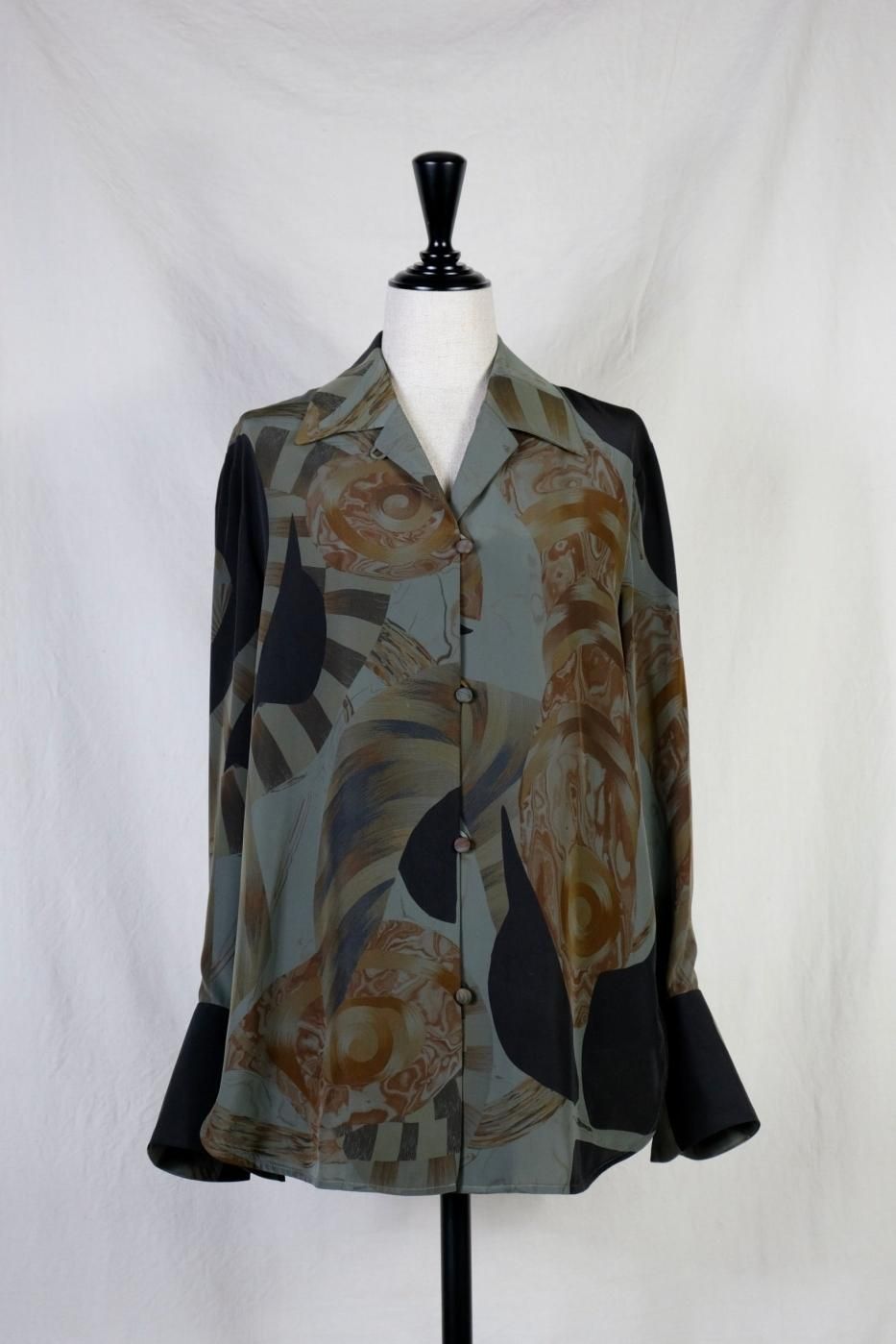 Mame Kurogouchi ޥ᥯-MARBLE PRINT OPEN COLLR SHIRT-